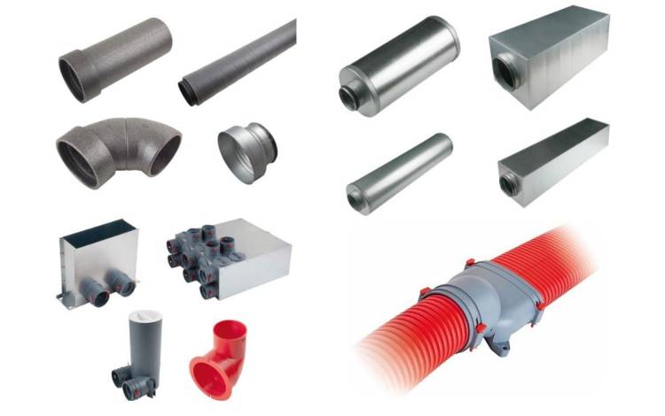 VALLOX ISO, Schalldämpfer, Verteiler, Rundrohr, ValloFlex